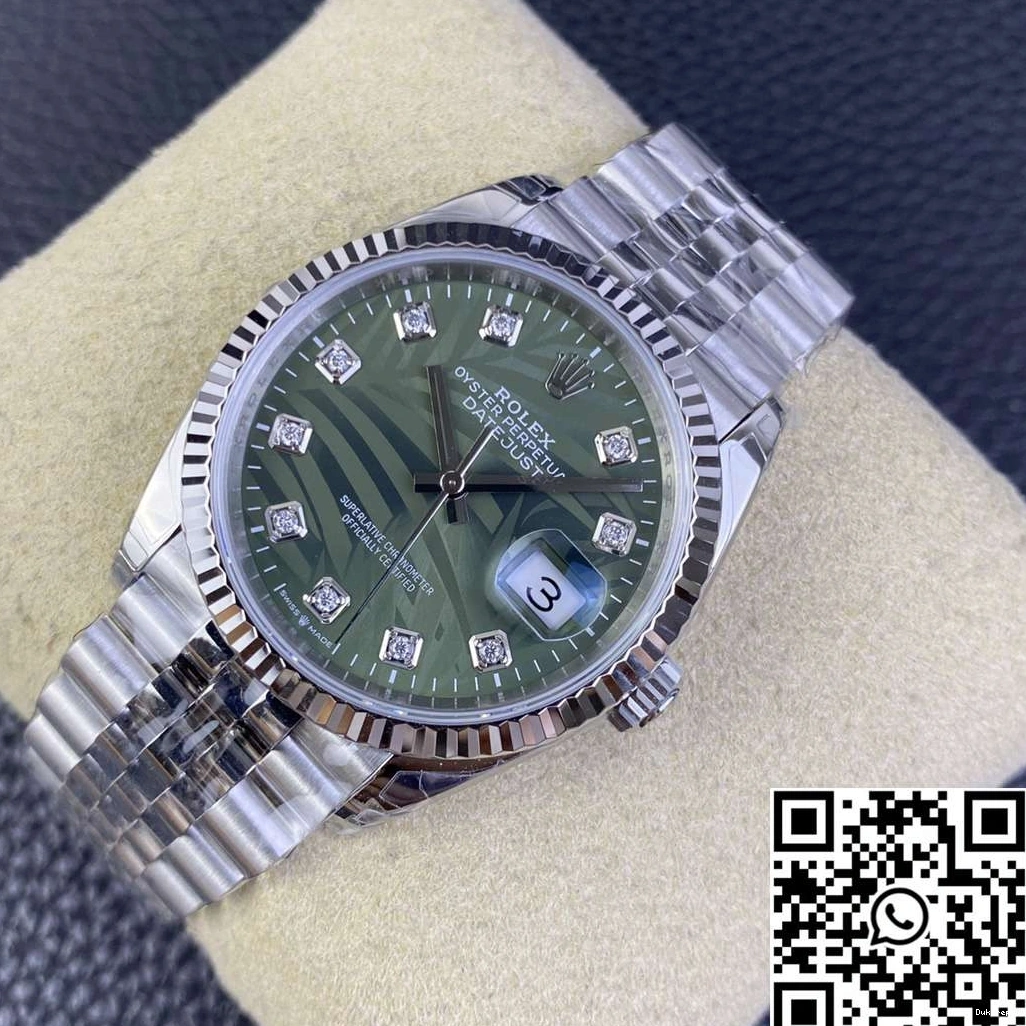 Factory Motif Clean Diamond Rolex 36MM Datejust Steel Hourmarker M126234 Green Stainless Dial 1221